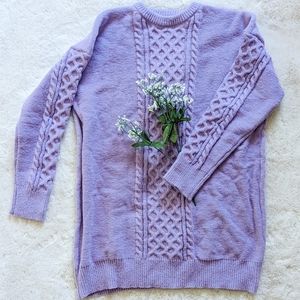 Purple Medium Sweater Dress Knee Length